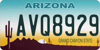 AZ license plate AVQ8929
