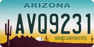 AZ license plate AVQ9231
