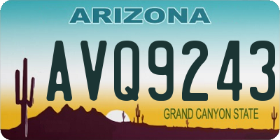 AZ license plate AVQ9243