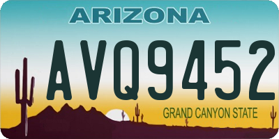 AZ license plate AVQ9452