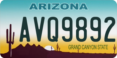AZ license plate AVQ9892