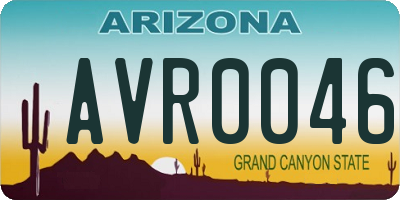 AZ license plate AVR0046
