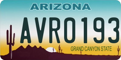 AZ license plate AVR0193