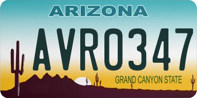AZ license plate AVR0347