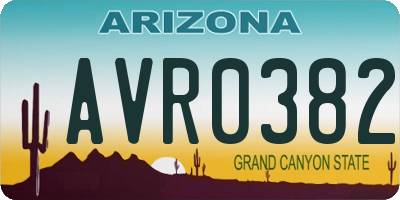 AZ license plate AVR0382