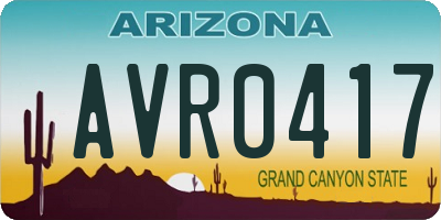 AZ license plate AVR0417
