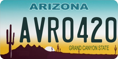 AZ license plate AVR0420