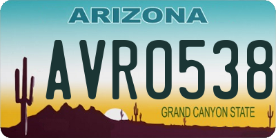 AZ license plate AVR0538