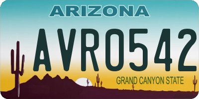 AZ license plate AVR0542
