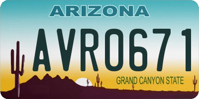 AZ license plate AVR0671