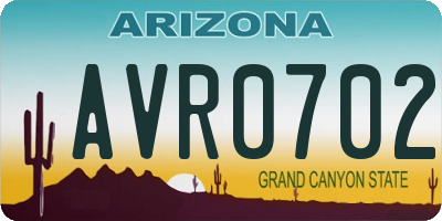 AZ license plate AVR0702