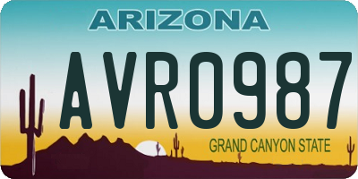AZ license plate AVR0987