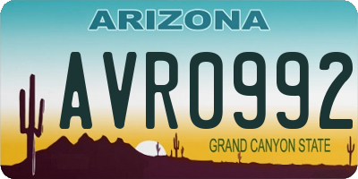 AZ license plate AVR0992