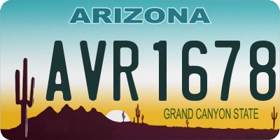 AZ license plate AVR1678