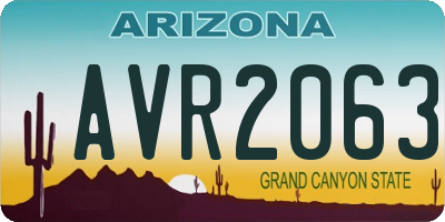 AZ license plate AVR2063