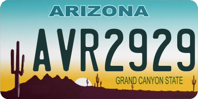 AZ license plate AVR2929