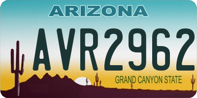 AZ license plate AVR2962