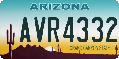 AZ license plate AVR4332
