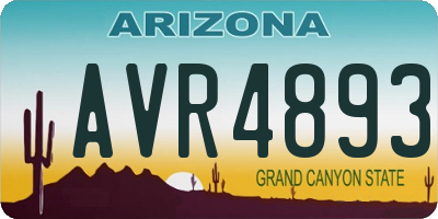 AZ license plate AVR4893