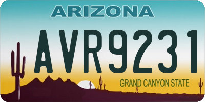 AZ license plate AVR9231