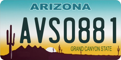 AZ license plate AVS0881