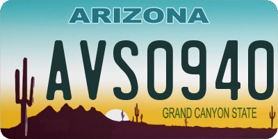AZ license plate AVS0940