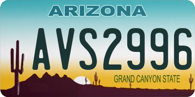AZ license plate AVS2996