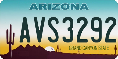 AZ license plate AVS3292