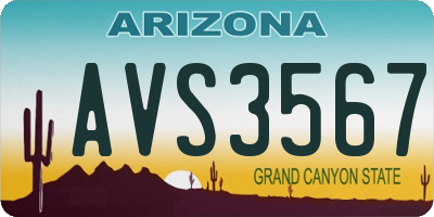 AZ license plate AVS3567