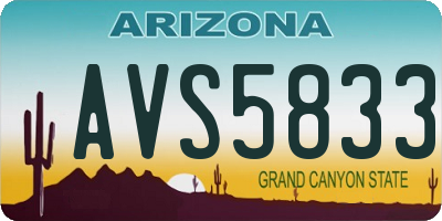 AZ license plate AVS5833