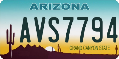 AZ license plate AVS7794