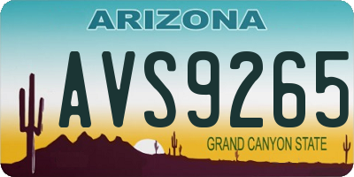 AZ license plate AVS9265