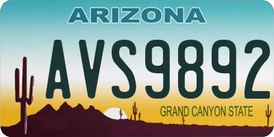 AZ license plate AVS9892