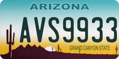 AZ license plate AVS9933