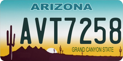 AZ license plate AVT7258
