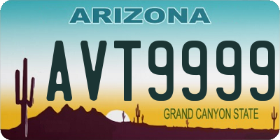 AZ license plate AVT9999