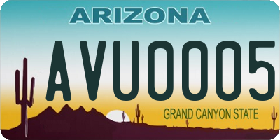 AZ license plate AVU0005
