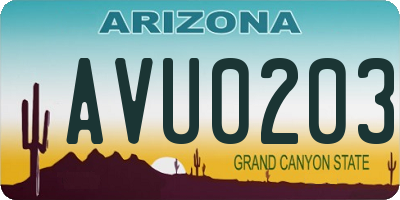 AZ license plate AVU0203