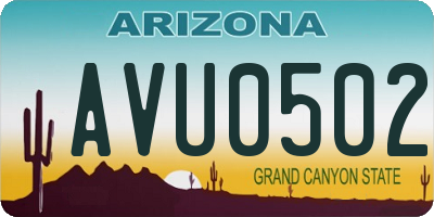 AZ license plate AVU0502