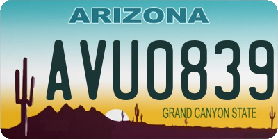 AZ license plate AVU0839