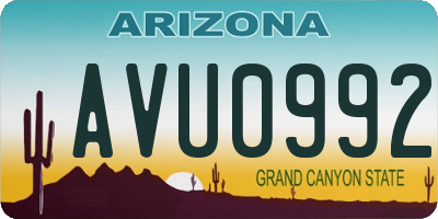 AZ license plate AVU0992