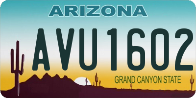 AZ license plate AVU1602