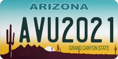 AZ license plate AVU2021