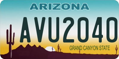AZ license plate AVU2040