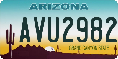 AZ license plate AVU2982