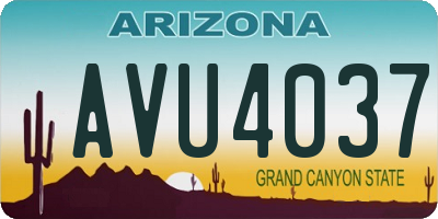 AZ license plate AVU4037