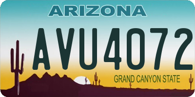 AZ license plate AVU4072