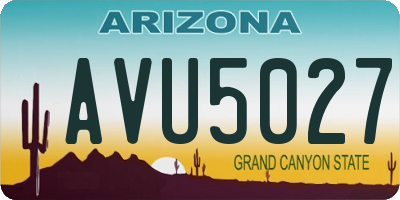 AZ license plate AVU5027