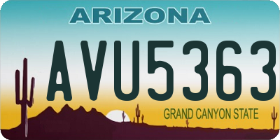 AZ license plate AVU5363