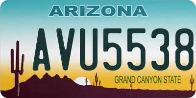 AZ license plate AVU5538